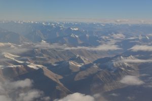 ニューデリー→レー間の国内線からのヒマラヤ山脈の景色