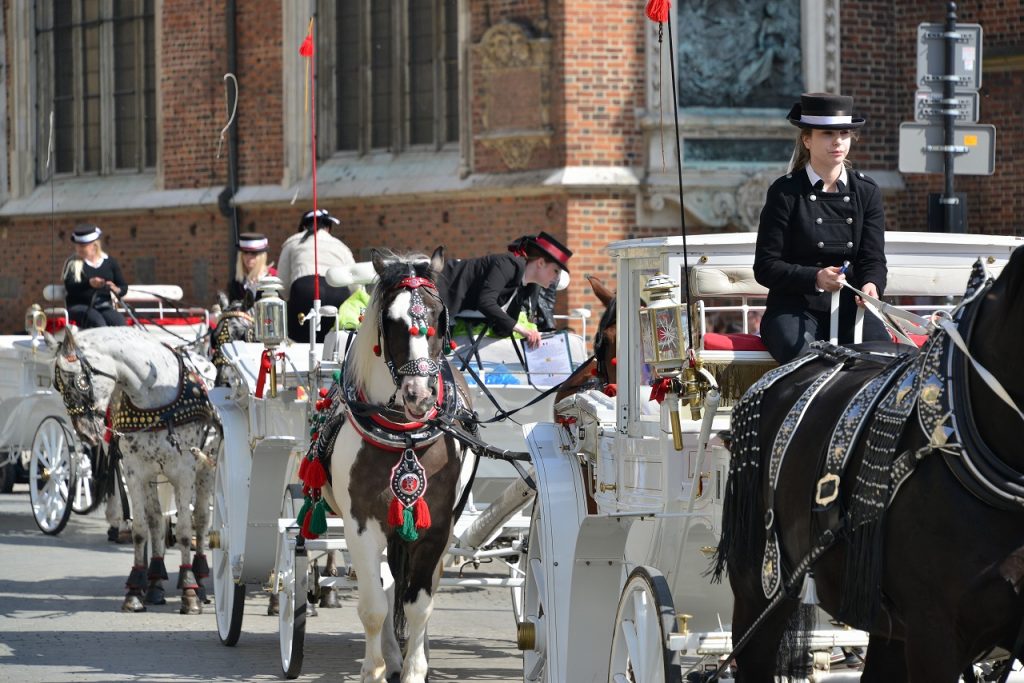 クラクフ中央市場の馬車